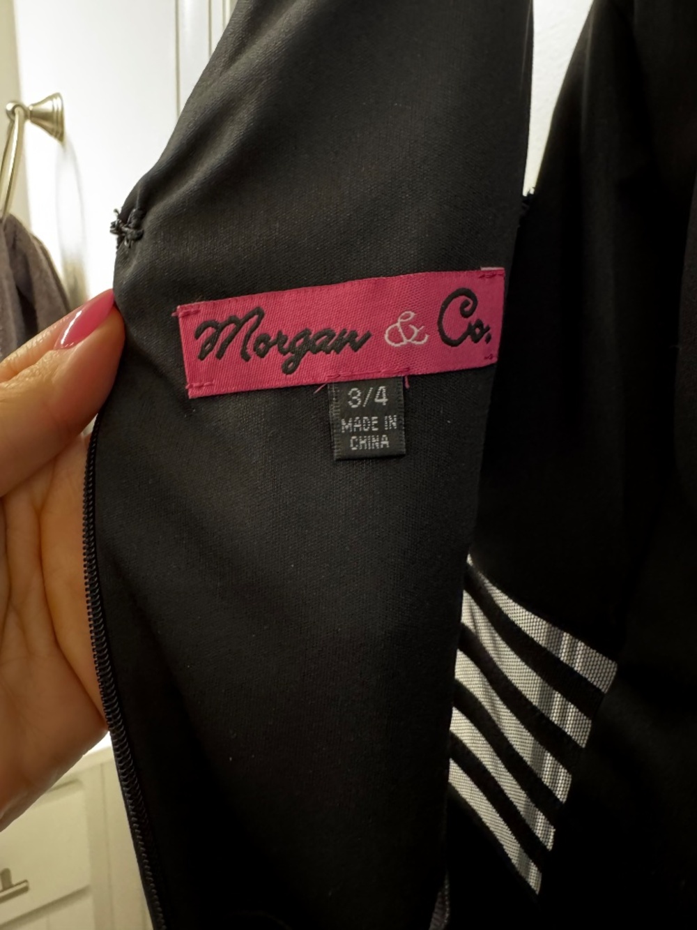 Morgan & Co Black Mesh Cutout Bodycon Cocktail Dress Size 3/4 - Picture 6 of 6